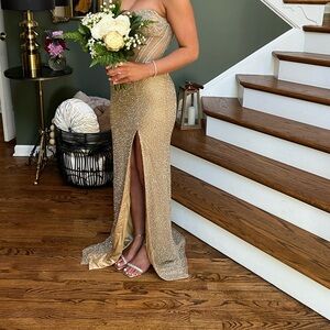 Sherri Hill #56560 prom dress SZ 0 gold sequin dress- trunk show sample, rare!